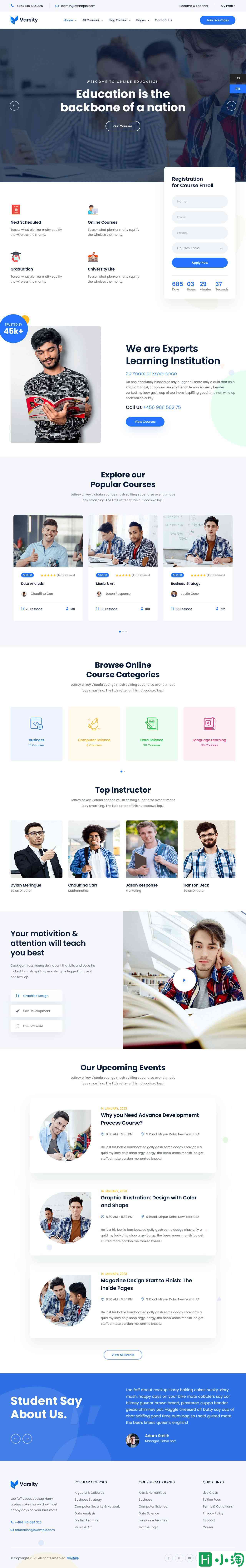 全方位在线教育平台网站模板-PC预览